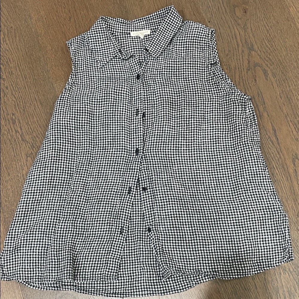 Eileen Fisher Black & White Gingham Sleeveless Top